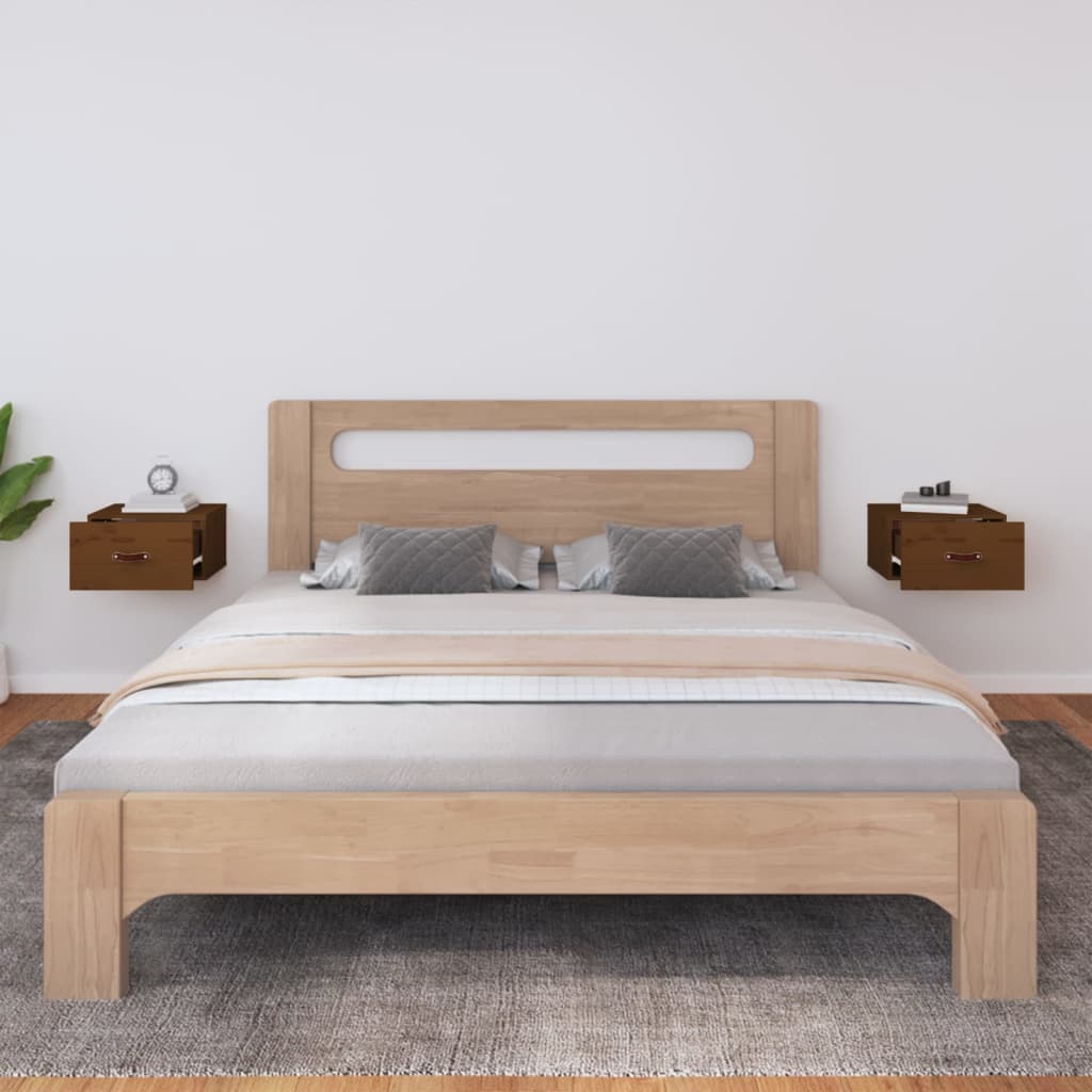 Seinäkiinnitettävät yöpöydät hunajanruskea 40x29,5x22 cm - Sisustajankoti.fi