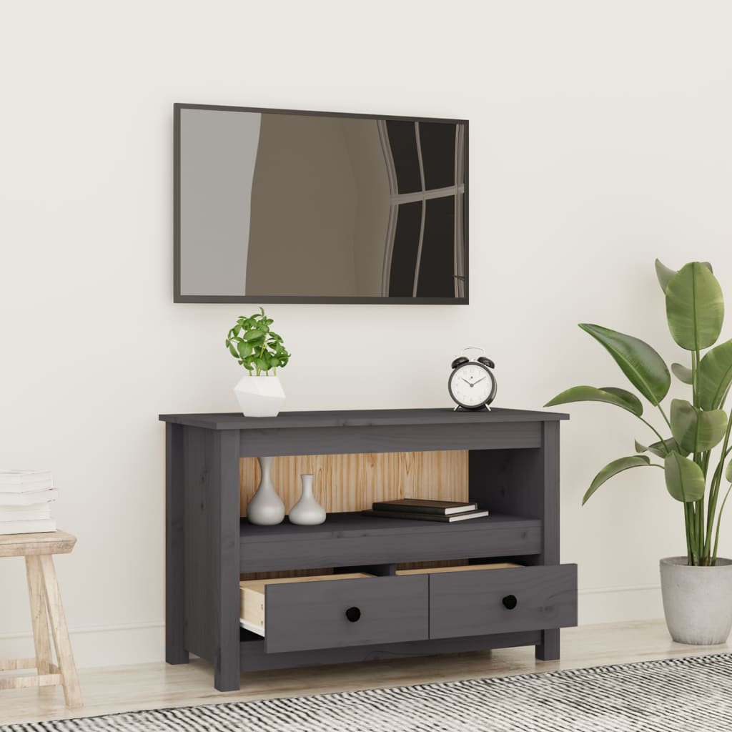 TV-taso harmaa 79x35x52 cm täysi mänty - Sisustajankoti.fi