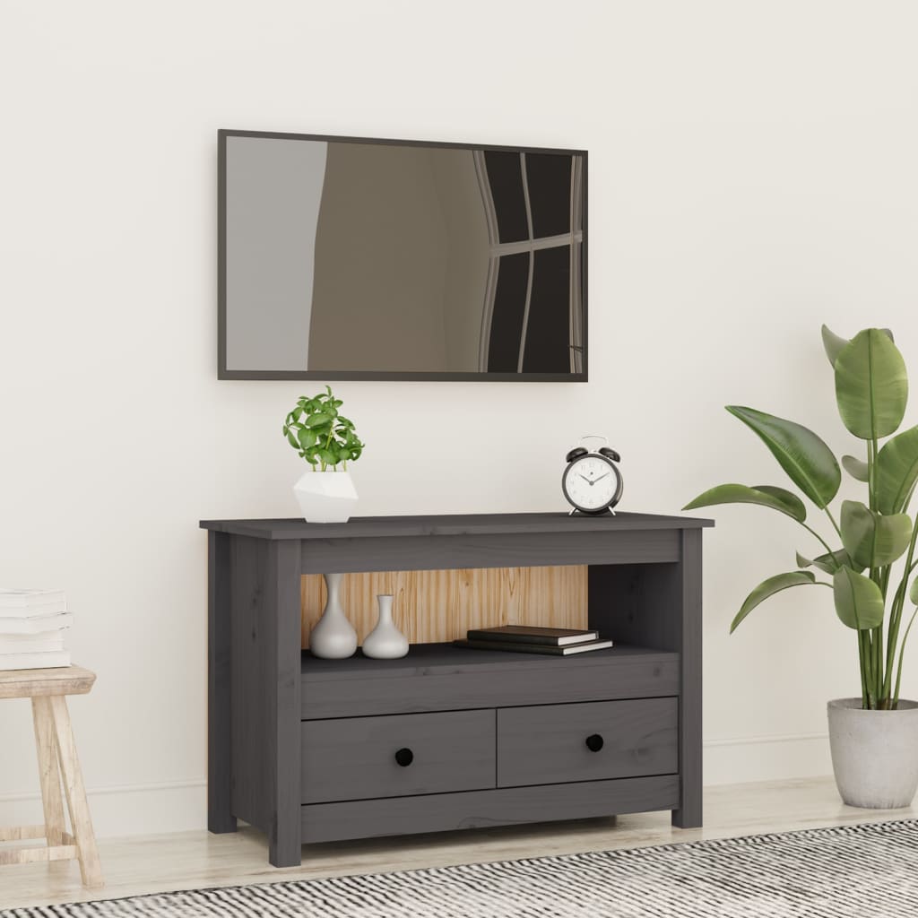 TV-taso harmaa 79x35x52 cm täysi mänty - Sisustajankoti.fi