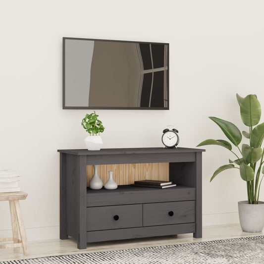 TV-taso harmaa 79x35x52 cm täysi mänty - Sisustajankoti.fi