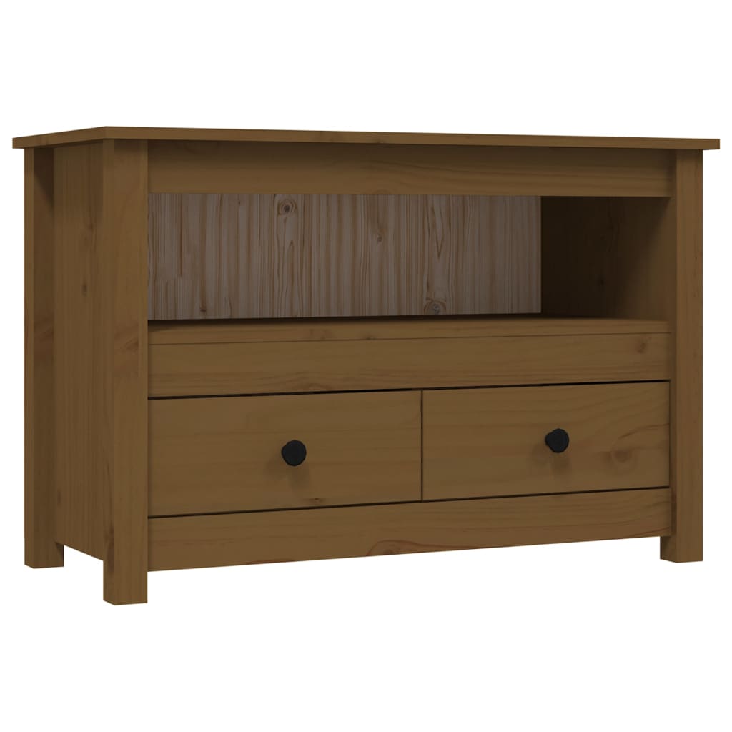 TV-taso hunajanruskea 79x35x52 cm täysi mänty - Sisustajankoti.fi