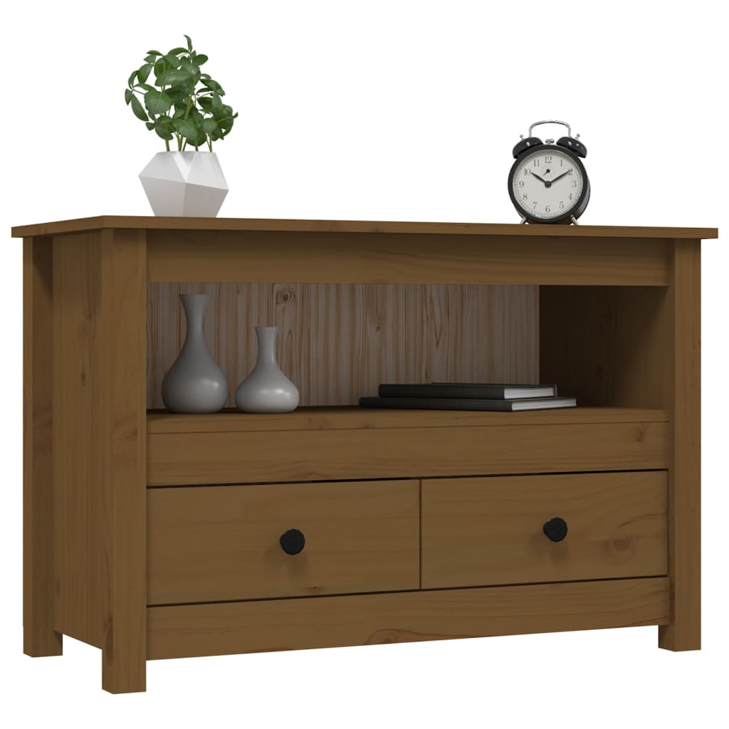TV-taso hunajanruskea 79x35x52 cm täysi mänty - Sisustajankoti.fi
