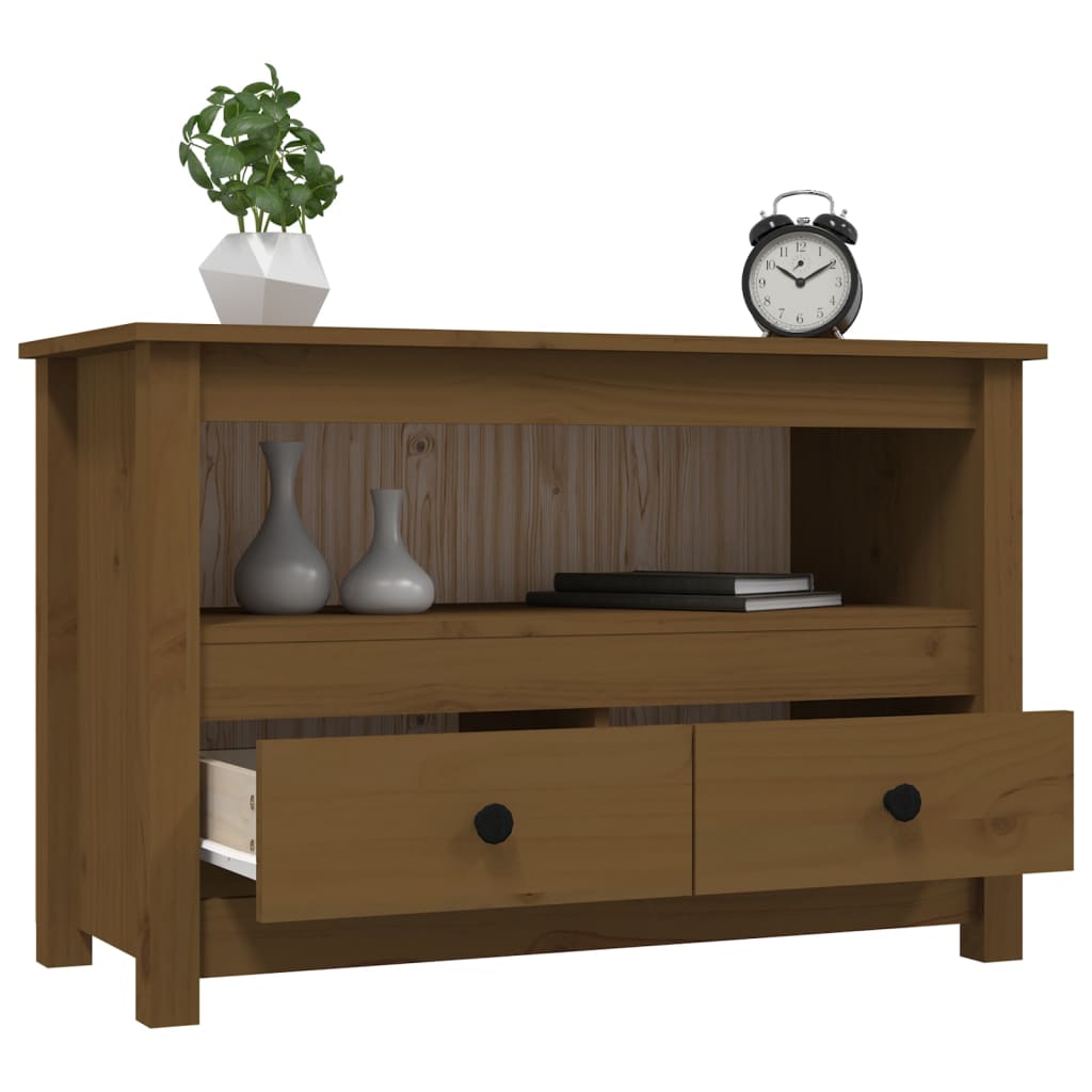 TV-taso hunajanruskea 79x35x52 cm täysi mänty - Sisustajankoti.fi