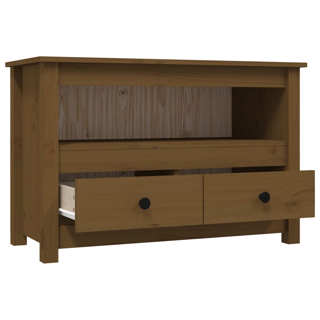 TV-taso hunajanruskea 79x35x52 cm täysi mänty - Sisustajankoti.fi