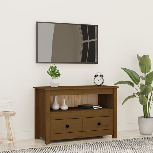 TV-taso hunajanruskea 79x35x52 cm täysi mänty - Sisustajankoti.fi