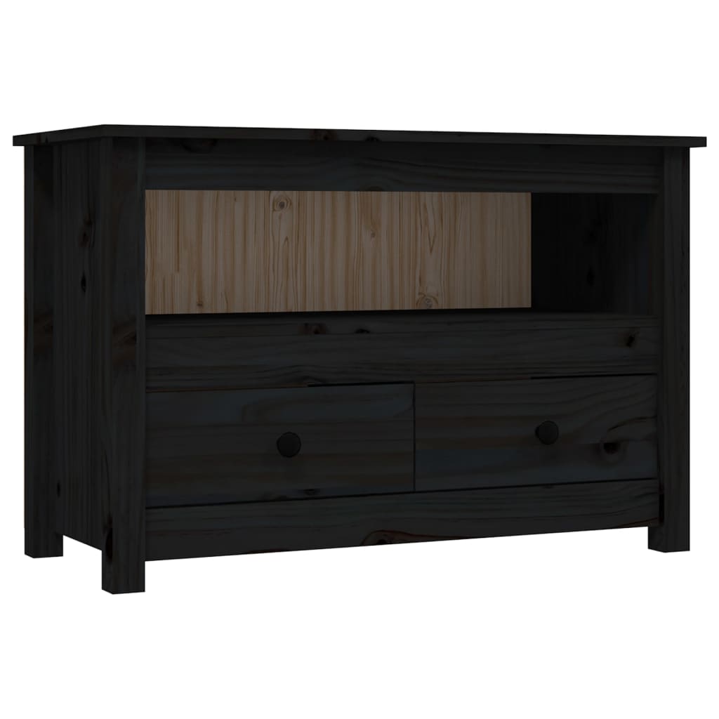 TV-taso musta 79x35x52 cm täysi mänty - Sisustajankoti.fi