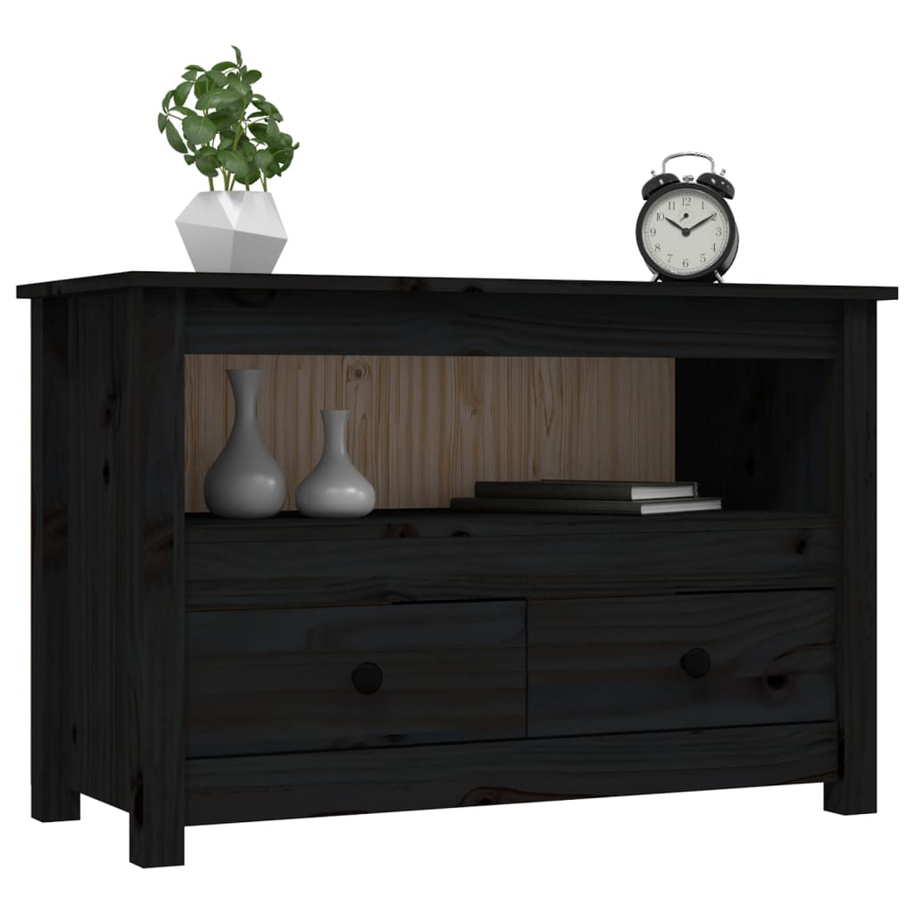 TV-taso musta 79x35x52 cm täysi mänty - Sisustajankoti.fi