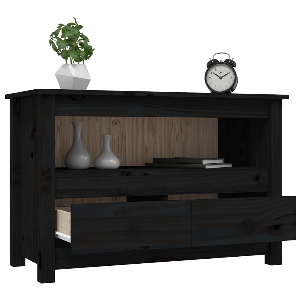 TV-taso musta 79x35x52 cm täysi mänty - Sisustajankoti.fi
