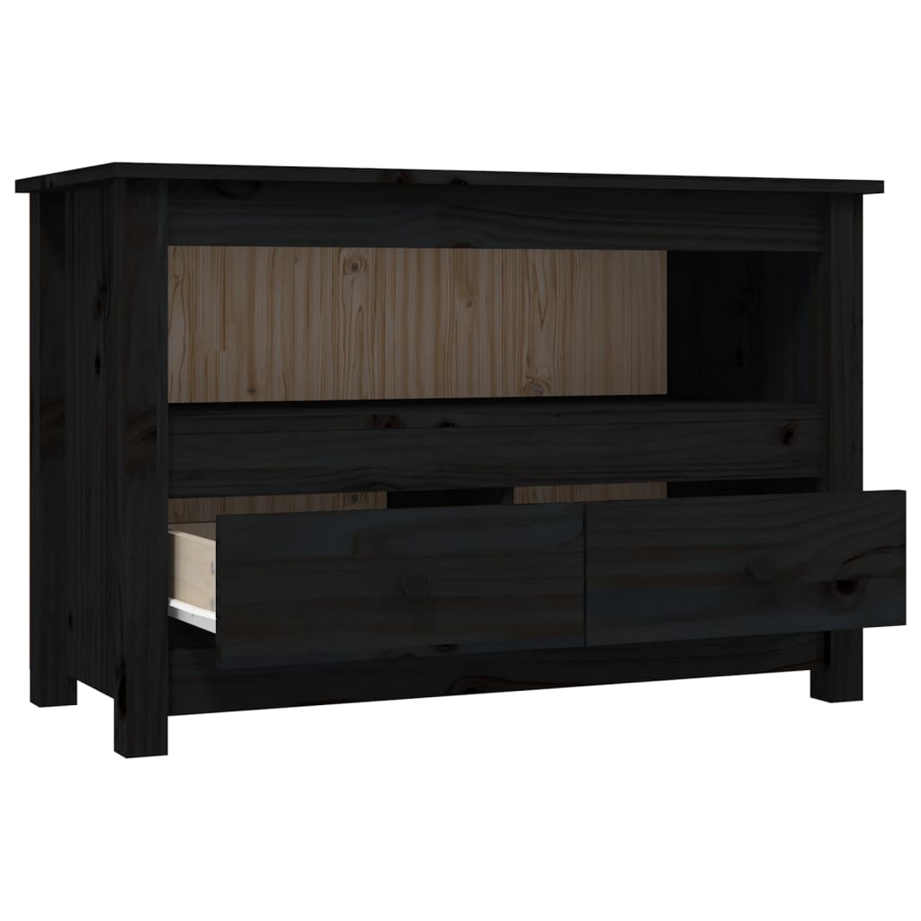 TV-taso musta 79x35x52 cm täysi mänty - Sisustajankoti.fi