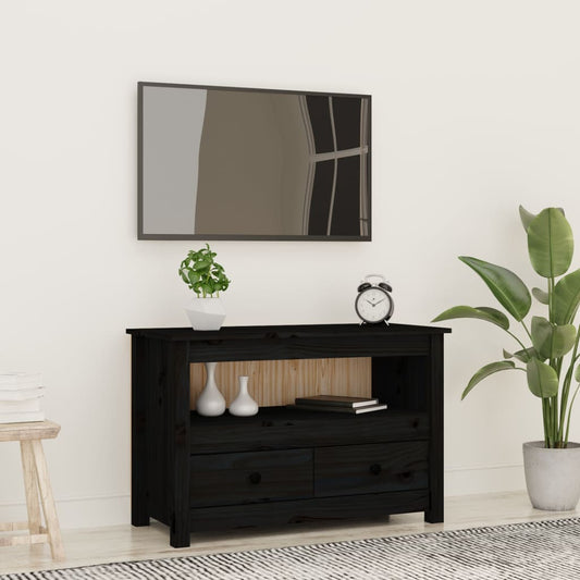 TV-taso musta 79x35x52 cm täysi mänty - Sisustajankoti.fi