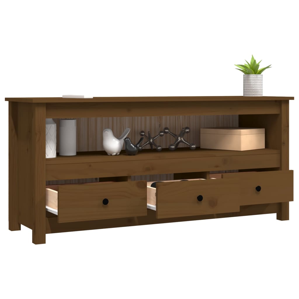 TV-taso hunajanruskea 114x35x52 cm täysi mänty - Sisustajankoti.fi