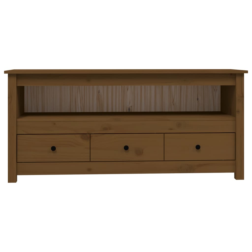 TV-taso hunajanruskea 114x35x52 cm täysi mänty - Sisustajankoti.fi