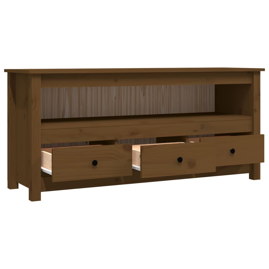 TV-taso hunajanruskea 114x35x52 cm täysi mänty - Sisustajankoti.fi