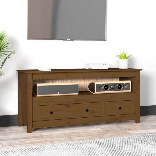 TV-taso hunajanruskea 114x35x52 cm täysi mänty - Sisustajankoti.fi