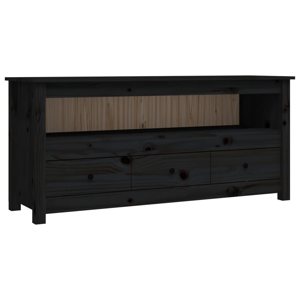 TV-taso musta 114x35x52 cm täysi mänty - Sisustajankoti.fi