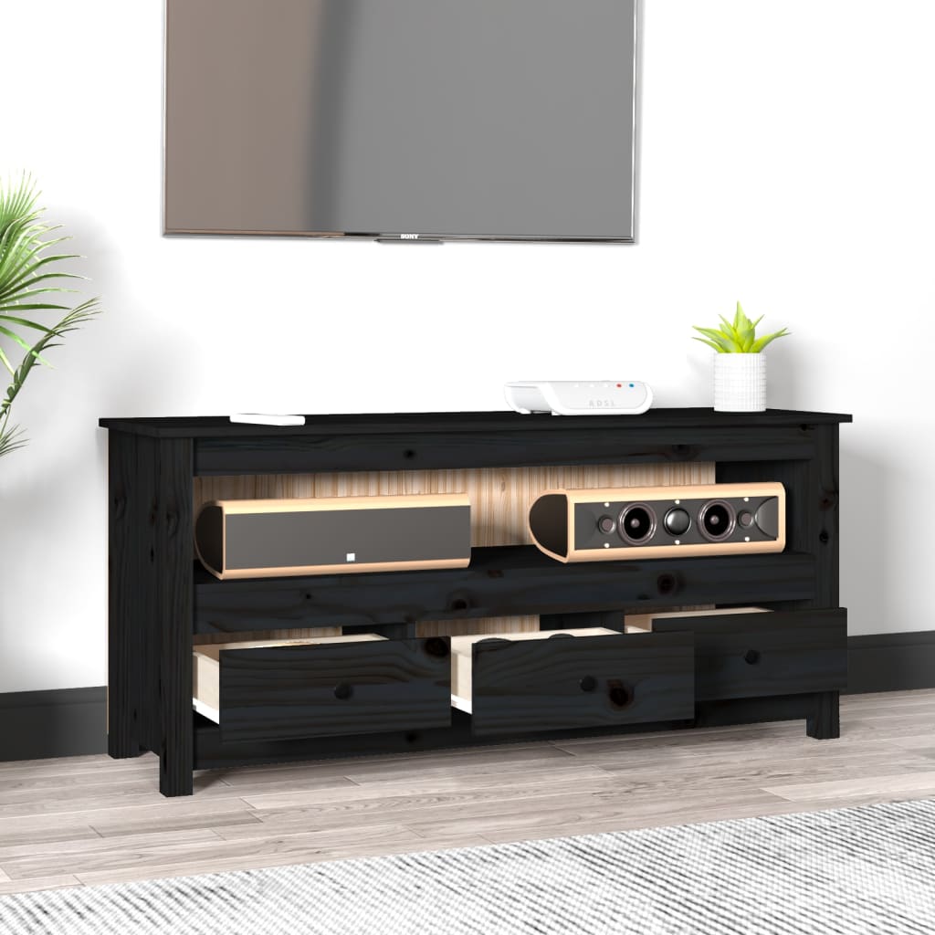 TV-taso musta 114x35x52 cm täysi mänty - Sisustajankoti.fi
