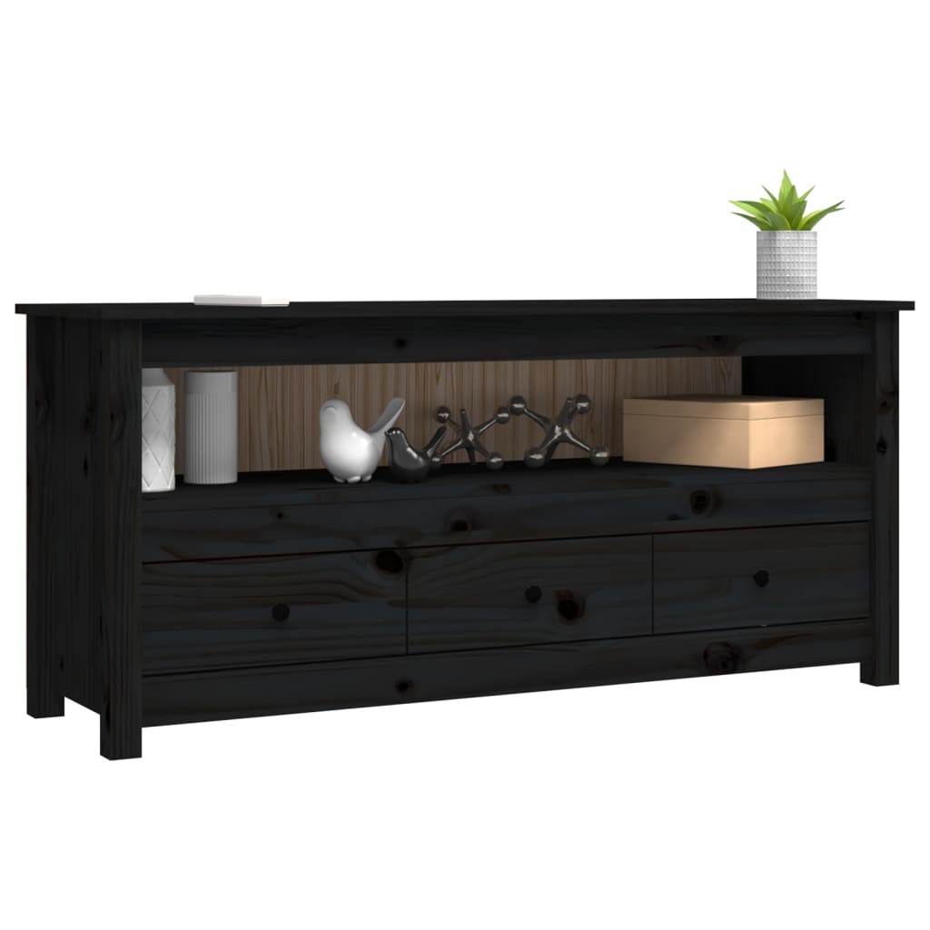 TV-taso musta 114x35x52 cm täysi mänty - Sisustajankoti.fi