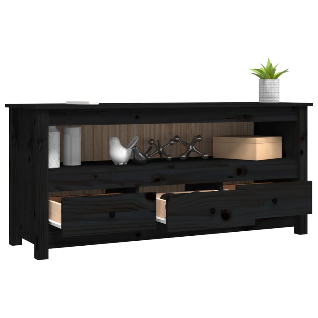 TV-taso musta 114x35x52 cm täysi mänty - Sisustajankoti.fi