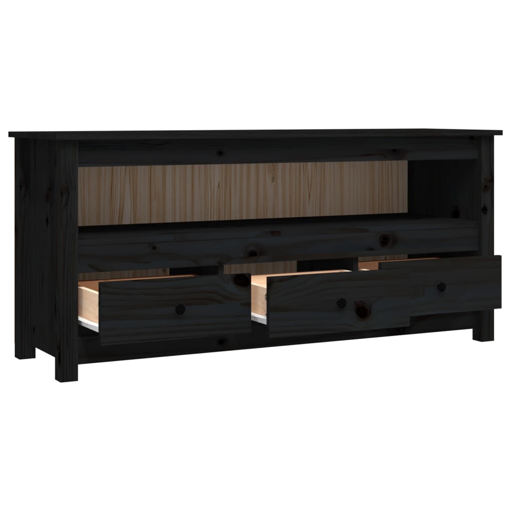 TV-taso musta 114x35x52 cm täysi mänty - Sisustajankoti.fi