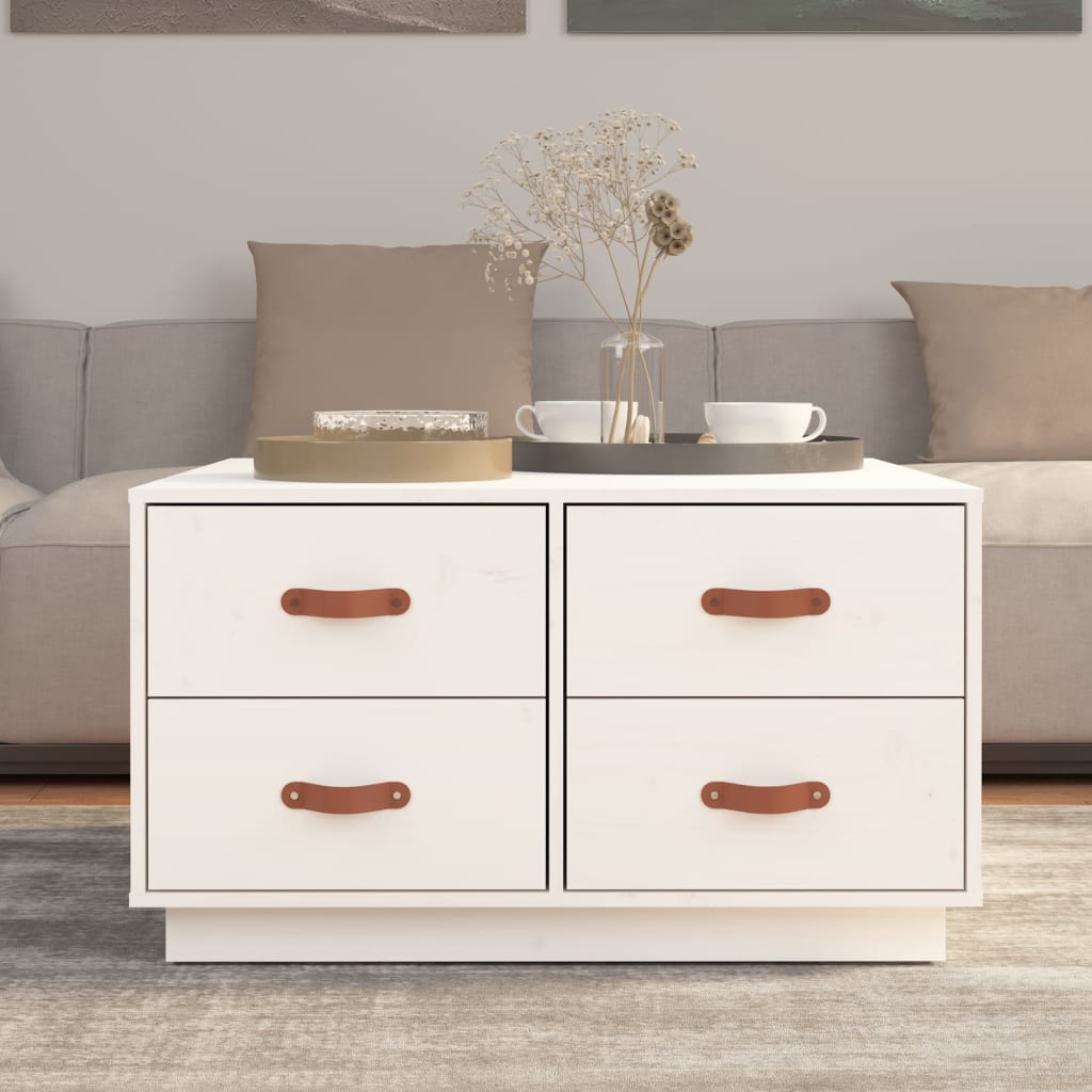 Sohvapöytä valkoinen 80x80x45 cm täysi mänty - Sisustajankoti.fi