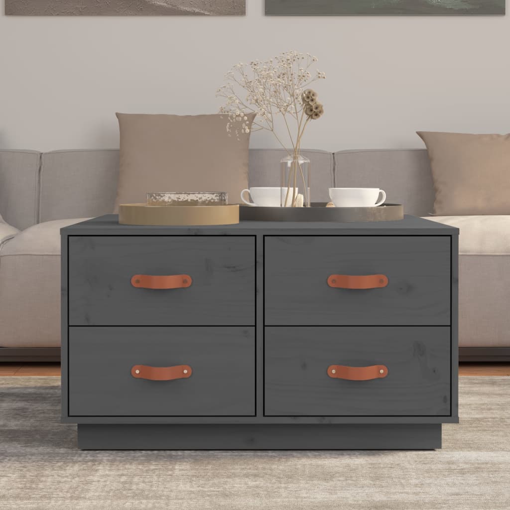 Sohvapöytä harmaa 80x80x45 cm täysi mänty - Sisustajankoti.fi