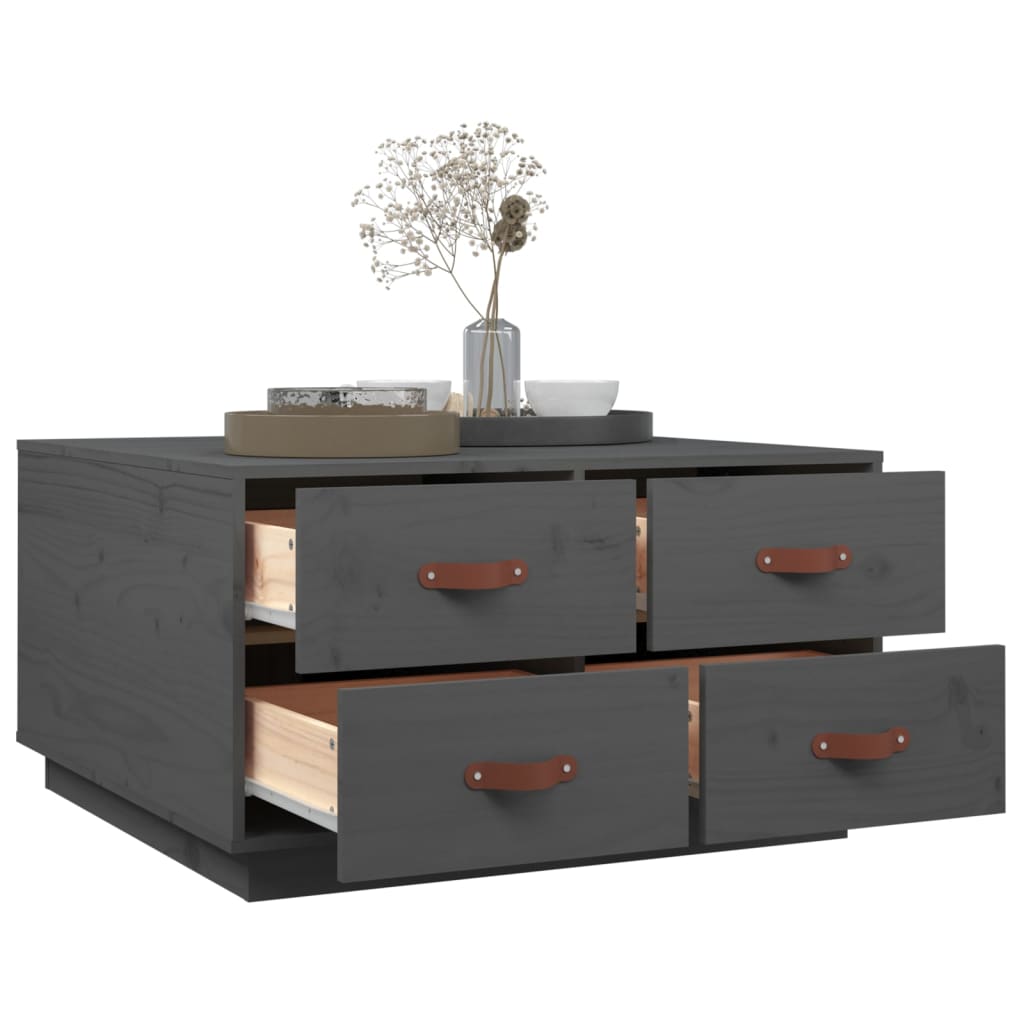 Sohvapöytä harmaa 80x80x45 cm täysi mänty - Sisustajankoti.fi