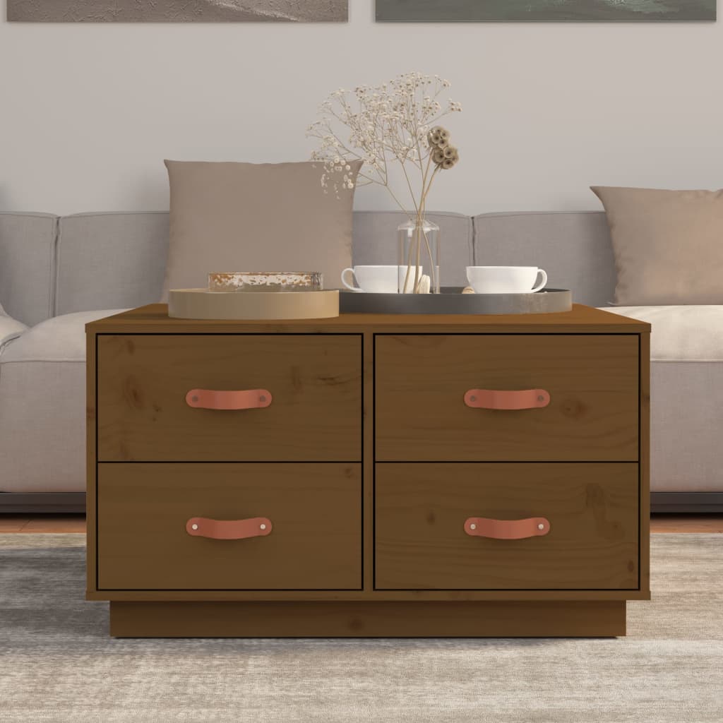 Sohvapöytä hunajanruskea 80x80x45 cm täysi mänty - Sisustajankoti.fi