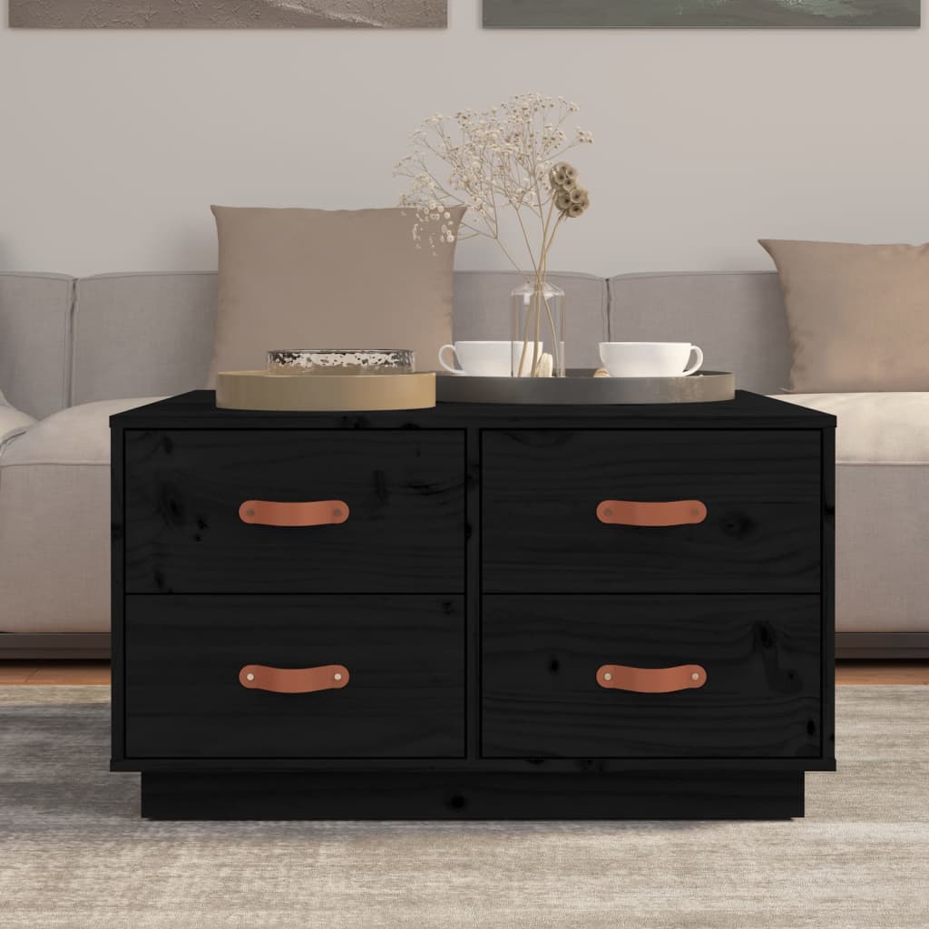 Sohvapöytä musta 80x80x45 cm täysi mänty - Sisustajankoti.fi