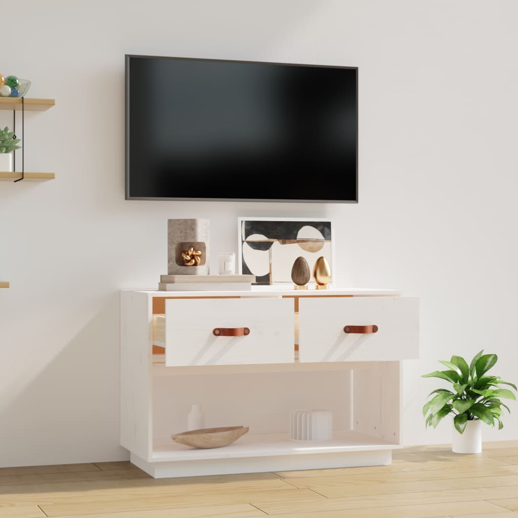 TV-taso valkoinen 90x40x60 cm täysi mänty - Sisustajankoti.fi