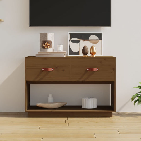 TV-taso hunajanruskea 90x40x60 cm täysi mänty - Sisustajankoti.fi