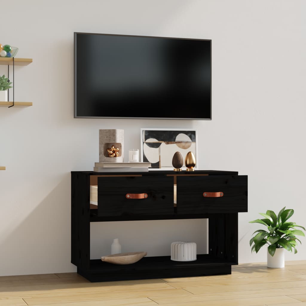 TV-taso musta 90x40x60 cm täysi mänty - Sisustajankoti.fi