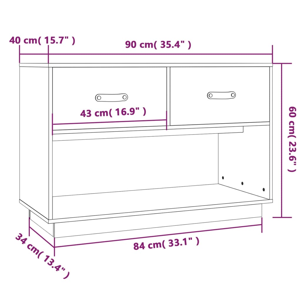 TV-taso musta 90x40x60 cm täysi mänty - Sisustajankoti.fi