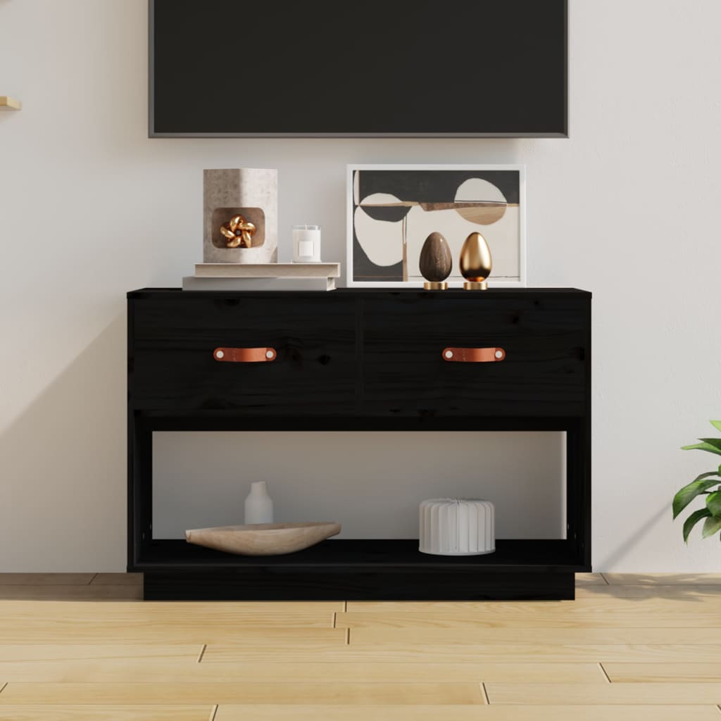 TV-taso musta 90x40x60 cm täysi mänty - Sisustajankoti.fi