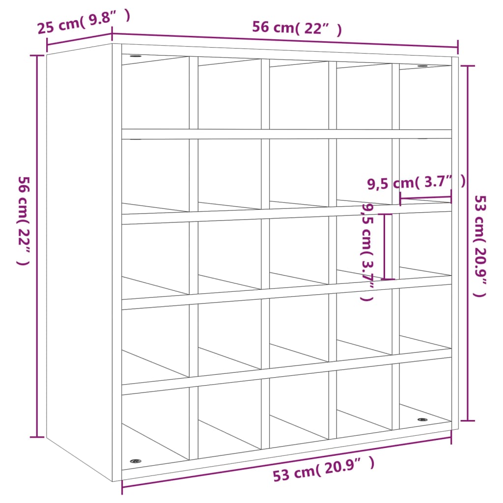 Viinikaappi harmaa 56x25x56 cm täysi mänty - Sisustajankoti.fi