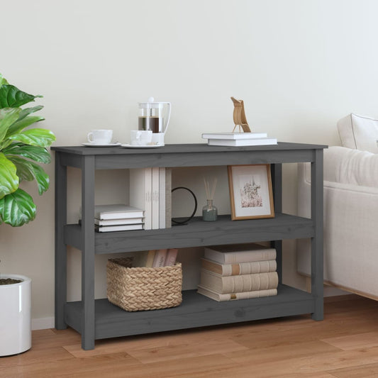 Konsolipöytä harmaa 110x40x74 cm täysi mänty - Sisustajankoti.fi