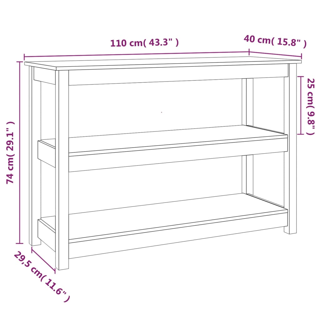 Konsolipöytä hunajanruskea 110x40x74 cm täysi mänty - Sisustajankoti.fi