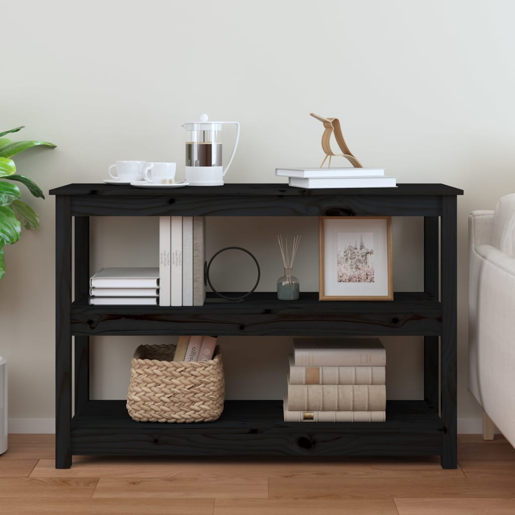 Konsolipöytä musta 110x40x74 cm täysi mänty - Sisustajankoti.fi