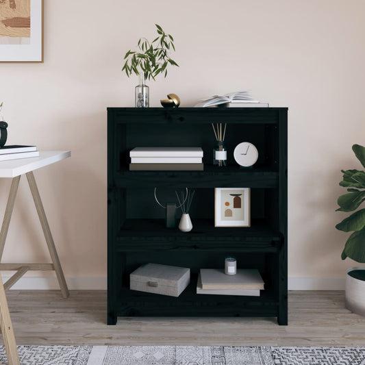 Kirjahylly musta 80x35x97 cm täysi mänty - Sisustajankoti.fi