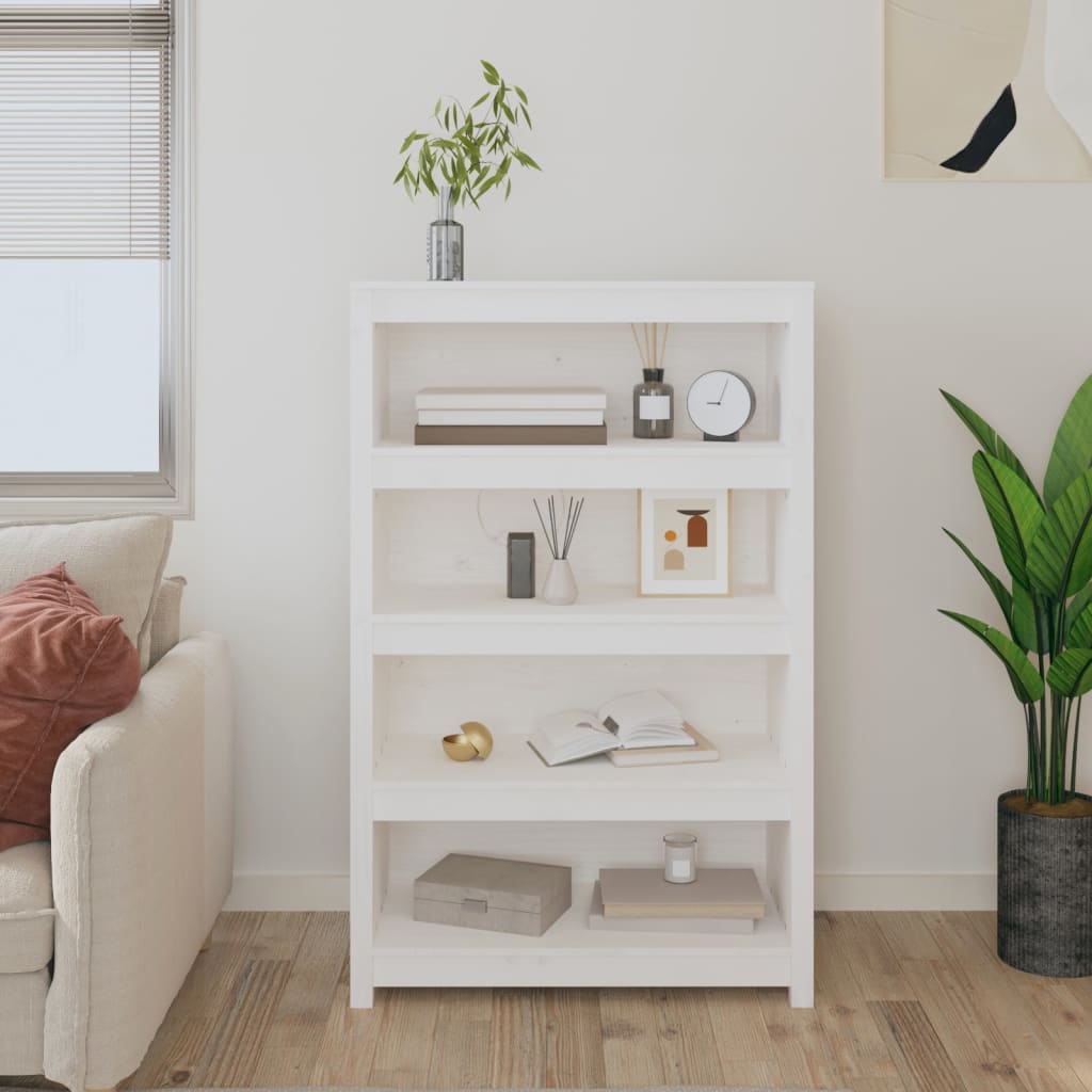 Kirjahylly valkoinen 80x35x126 cm täysi mänty - Sisustajankoti.fi