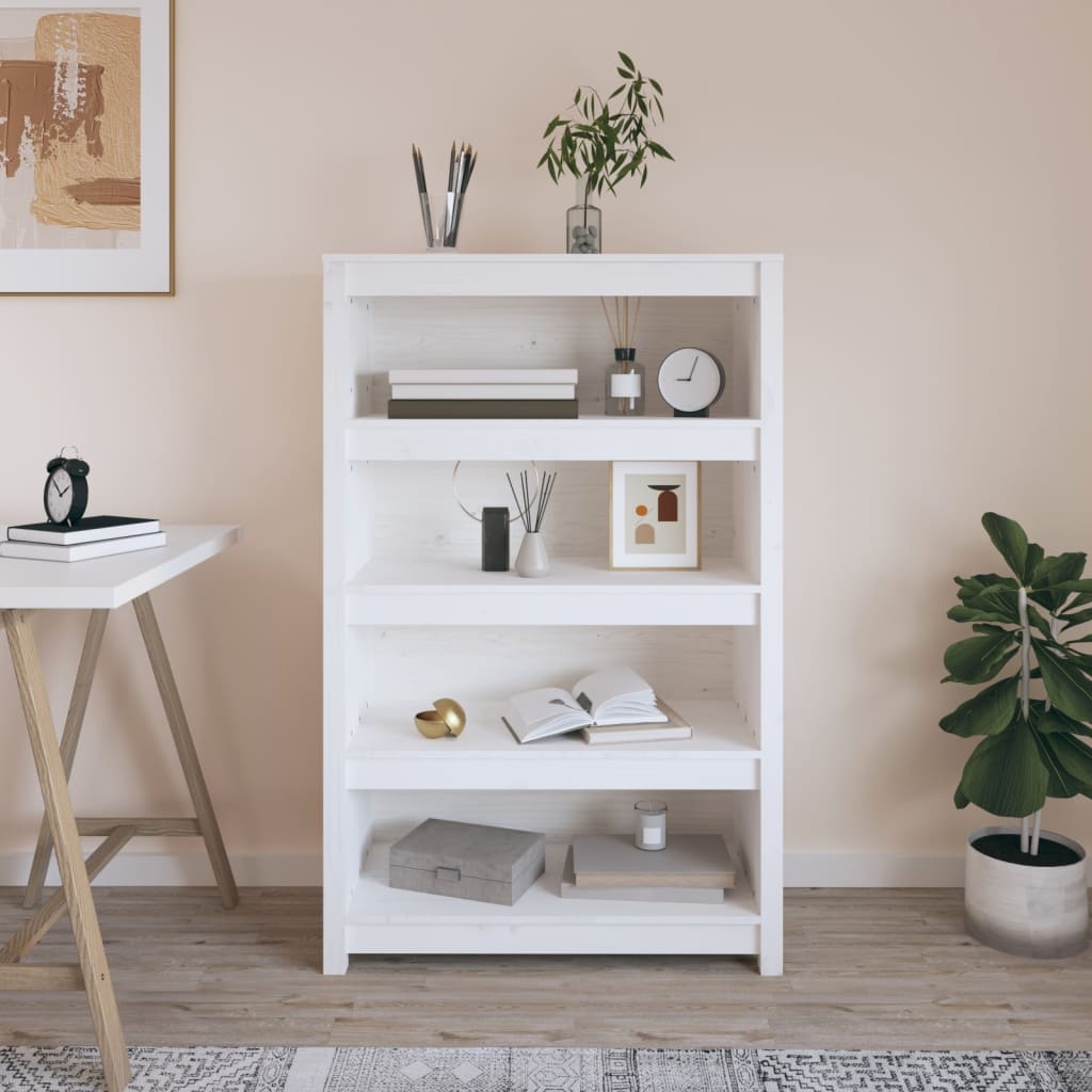 Kirjahylly valkoinen 80x35x126 cm täysi mänty - Sisustajankoti.fi
