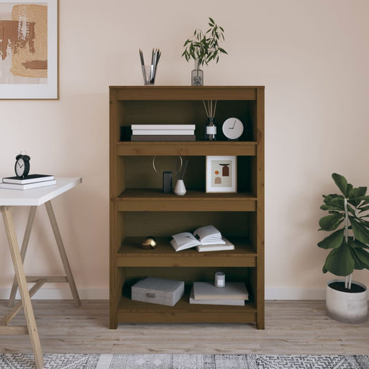Kirjahylly hunajanruskea 80x35x126 cm täysi mänty - Sisustajankoti.fi