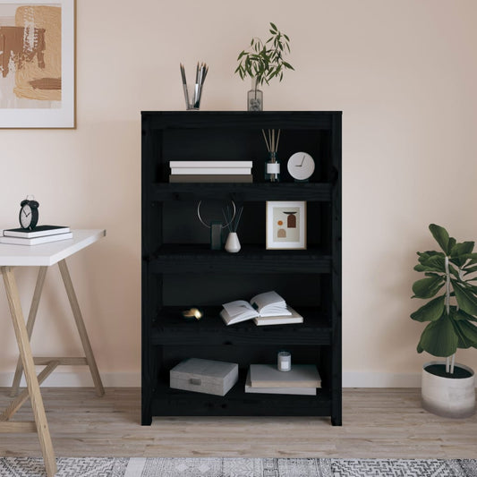 Kirjahylly musta 80x35x126 cm täysi mänty - Sisustajankoti.fi