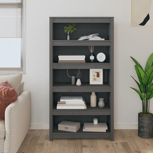 Kirjahylly harmaa 80x35x154 cm täysi mänty - Sisustajankoti.fi