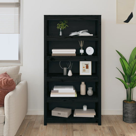 Kirjahylly musta 80x35x154 cm täysi mänty - Sisustajankoti.fi