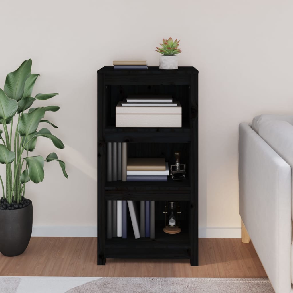 Kirjahylly musta 50x35x97 cm täysi mänty - Sisustajankoti.fi