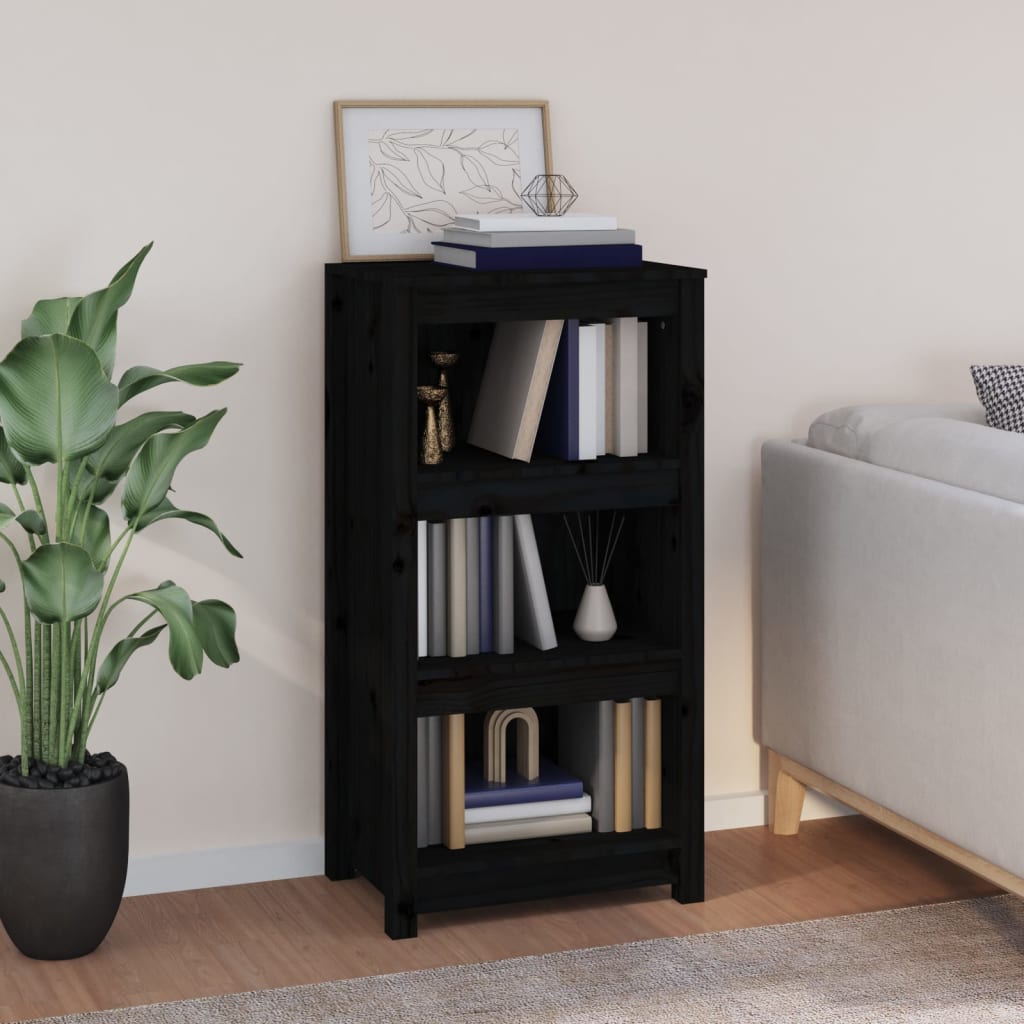 Kirjahylly musta 50x35x97 cm täysi mänty - Sisustajankoti.fi