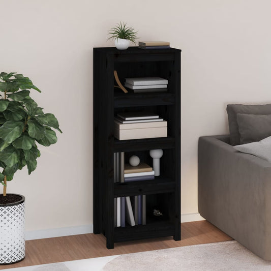 Kirjahylly musta 50x35x125,5 cm täysi mänty - Sisustajankoti.fi