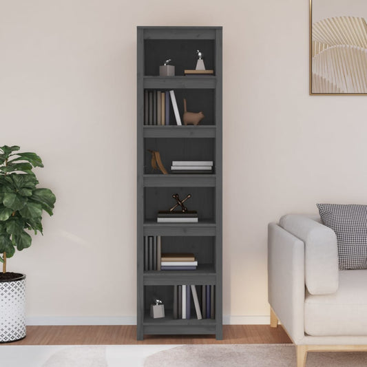 Kirjahylly harmaa 50x35x183 cm täysi mänty - Sisustajankoti.fi
