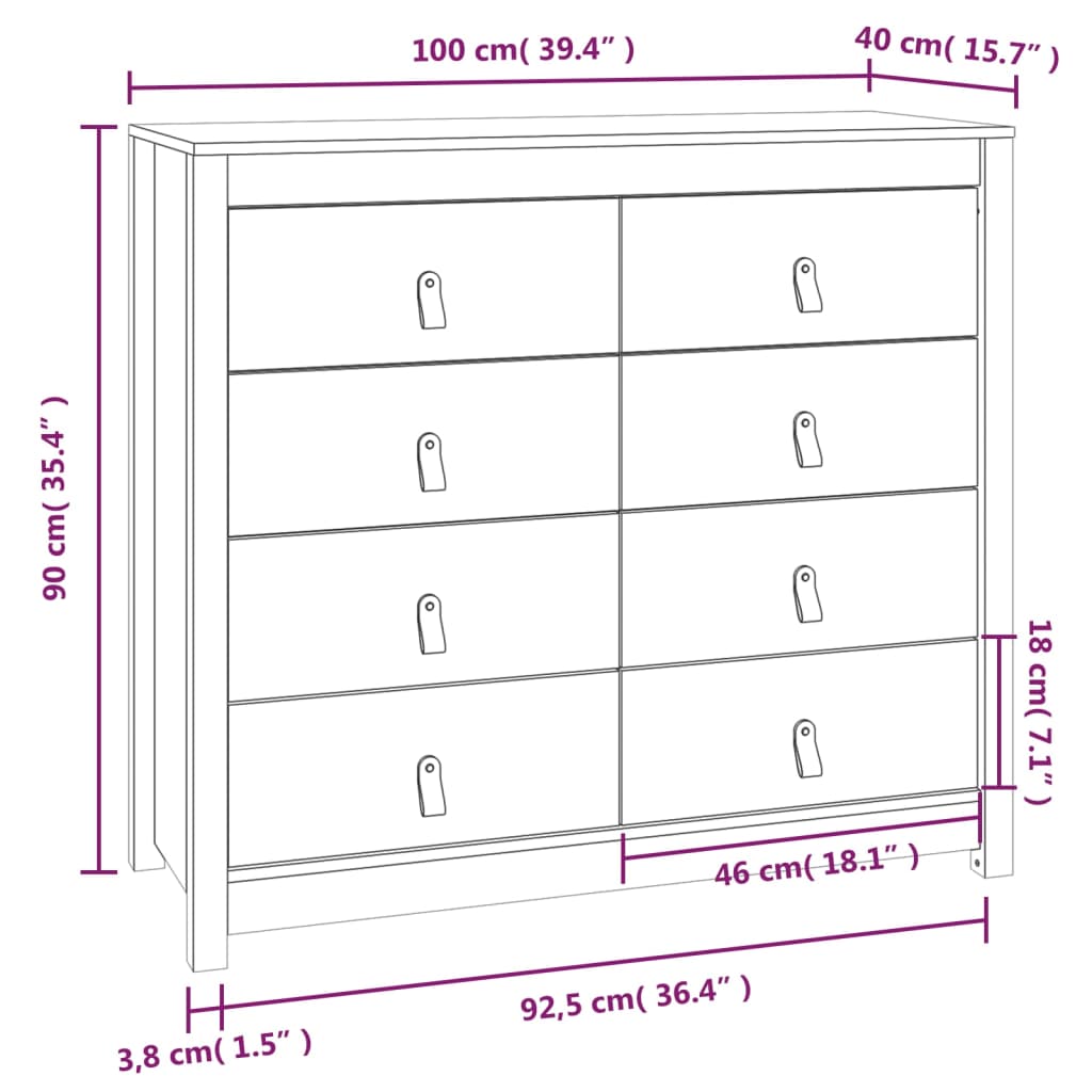 Senkki 100x40x90 cm täysi mänty - Sisustajankoti.fi