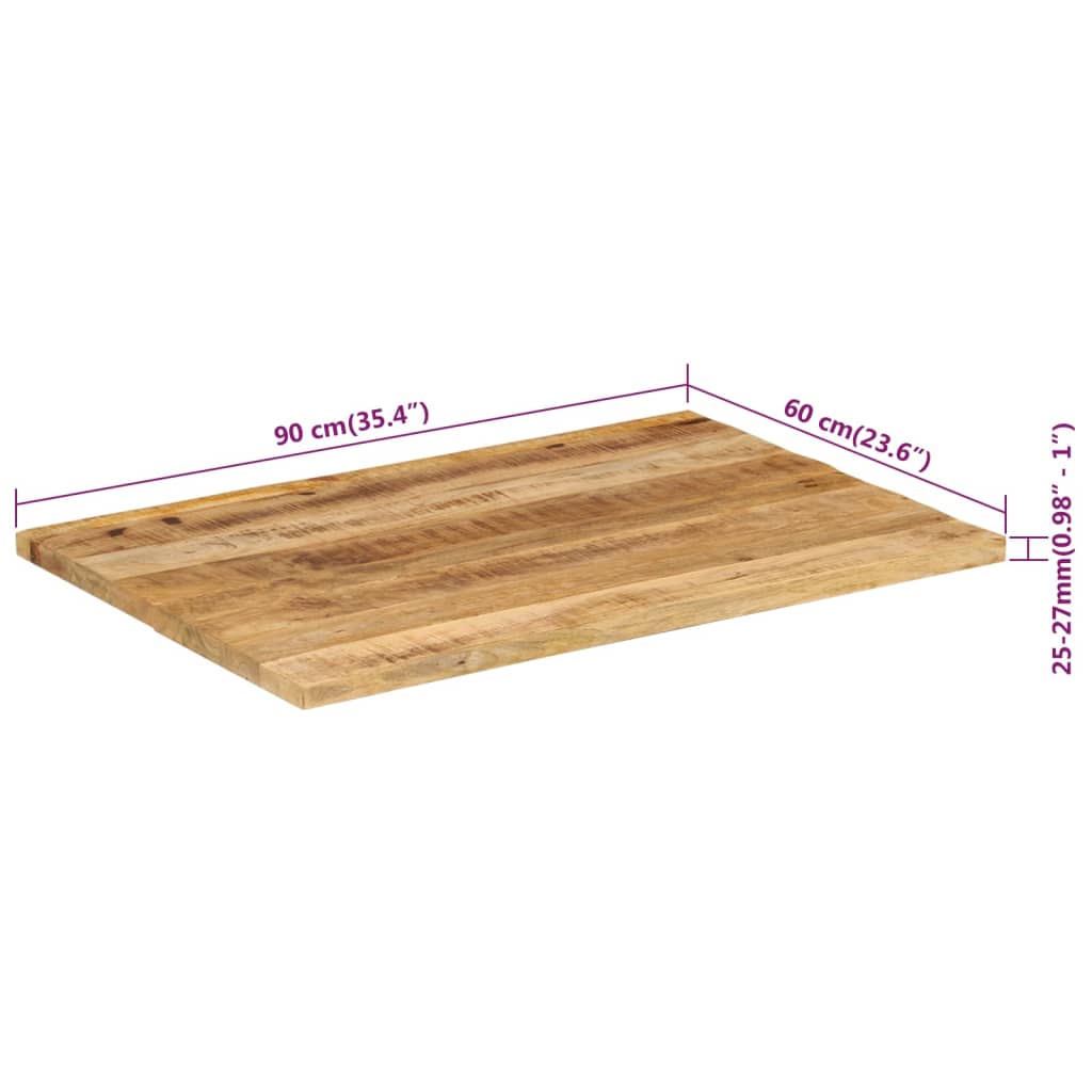 Pöytälevy 25-27 mm 90x60 cm täysi mangopuu - Sisustajankoti.fi